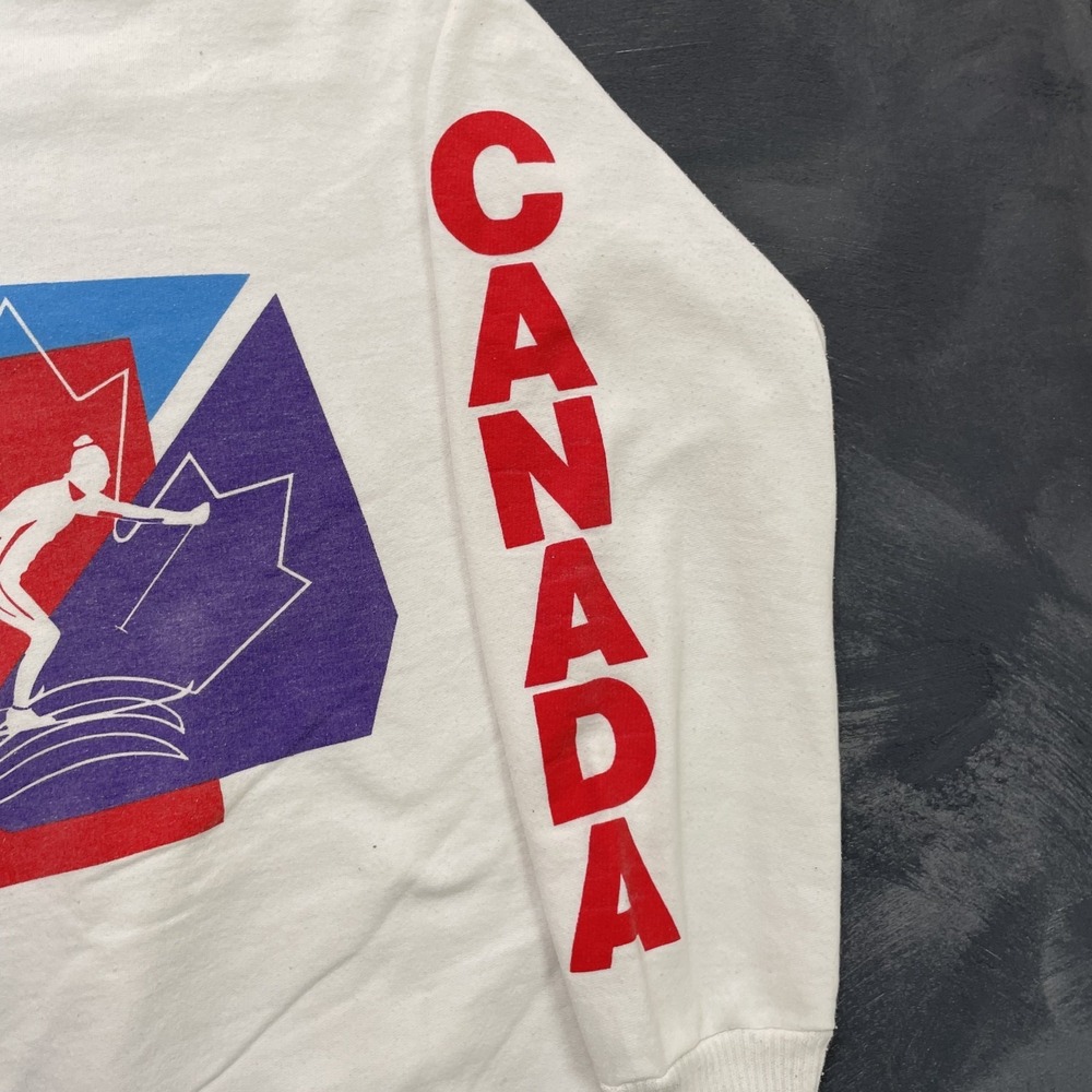 Vintage Canada National Ski Team sweatshirt mens XL White 1990s winter sport - Picture 3 of 12